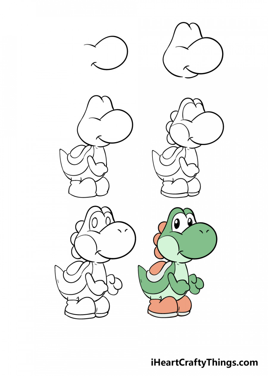 Yoshi Drawing - How To Draw Yoshi Step By Step