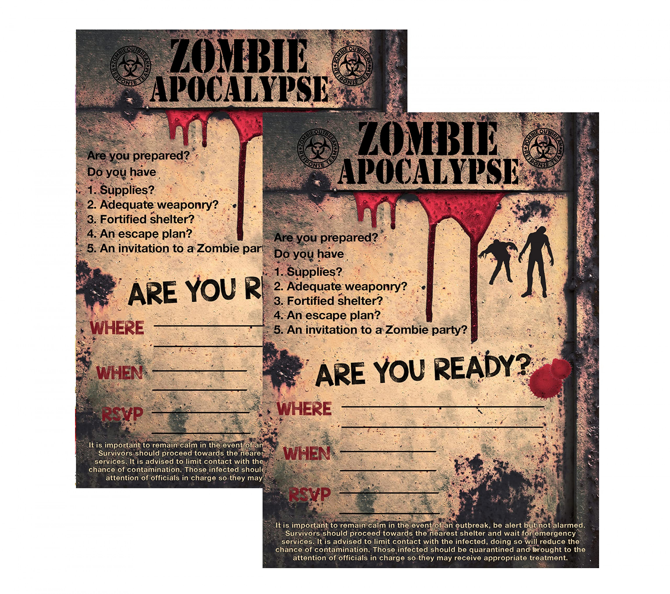 Zombie Party Supplies and Decorations Invitations Red