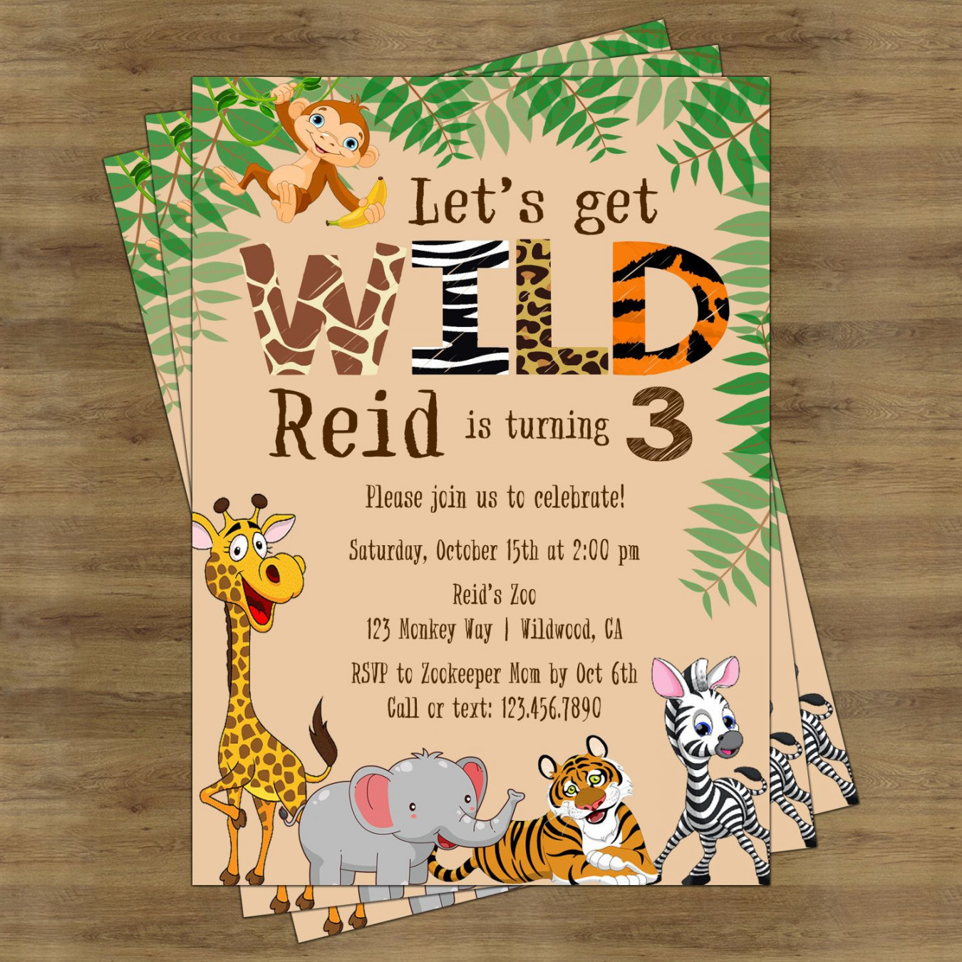 Zoo Birthday Invitation Safari Birthday Invitation Jungle  Etsy