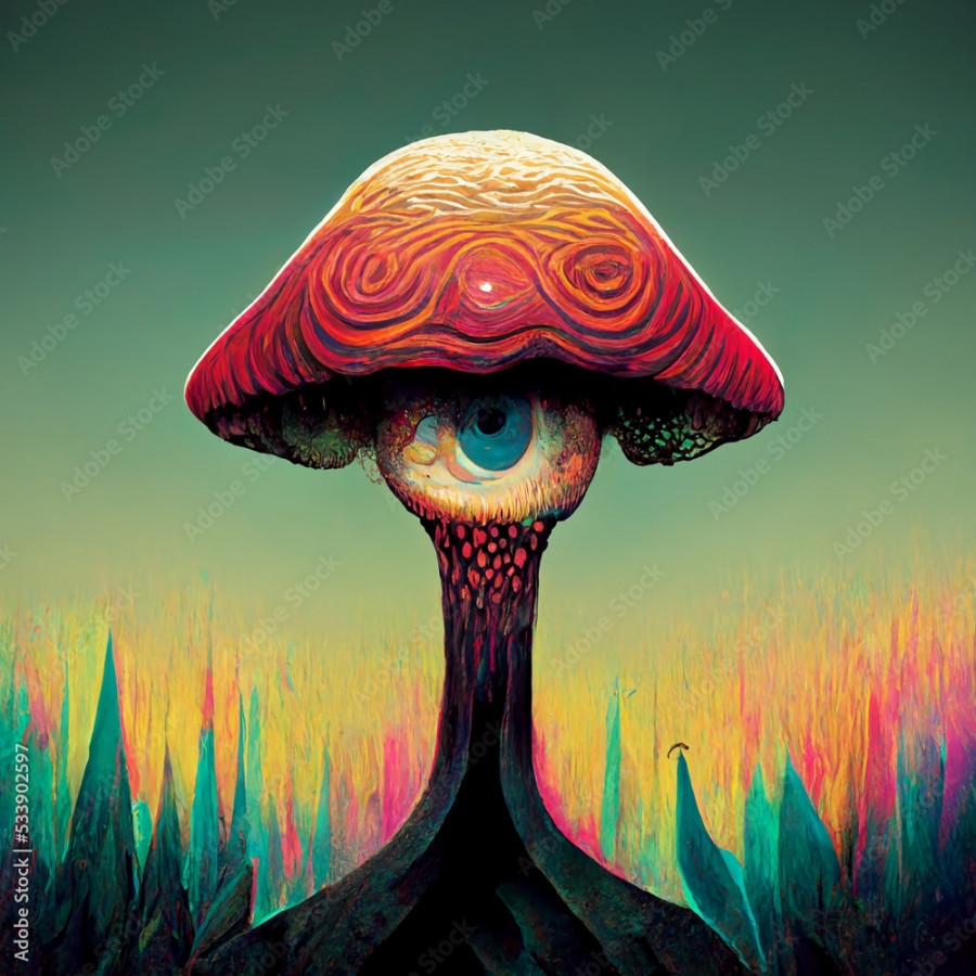 Abstract trippy mushroom art concepts