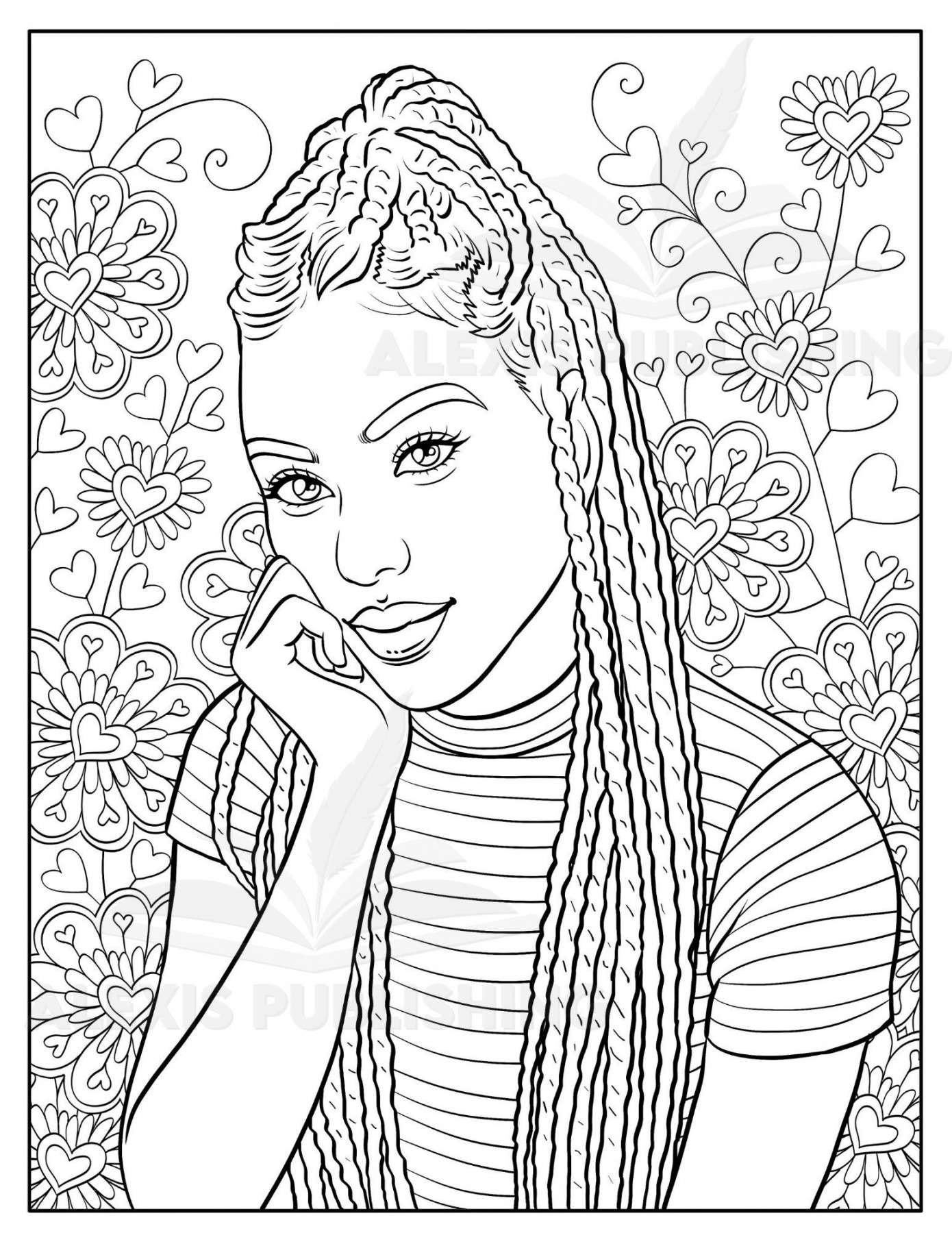 Adult Coloring Page instant Download Beautiful Black Woman - Etsy