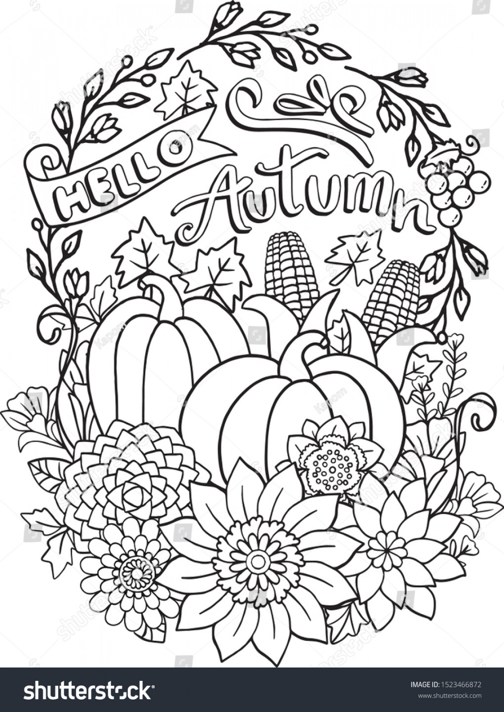 , Adult Fall Coloring Pages Images, Stock Photos, D objects