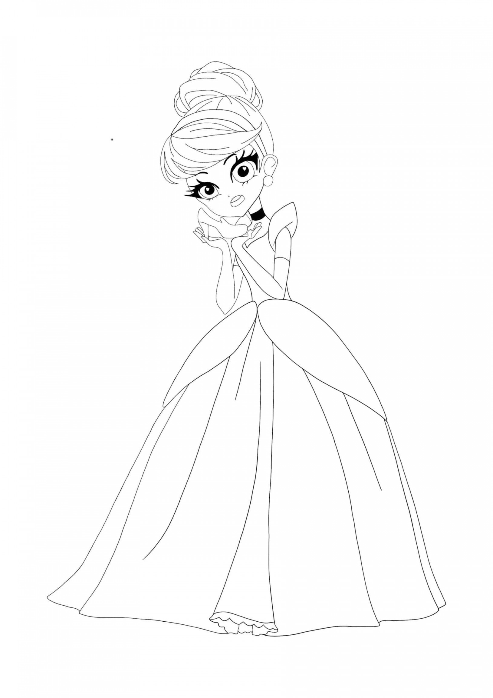 Anime Disney Princess Cinderella Coloring Pages -  Free Coloring