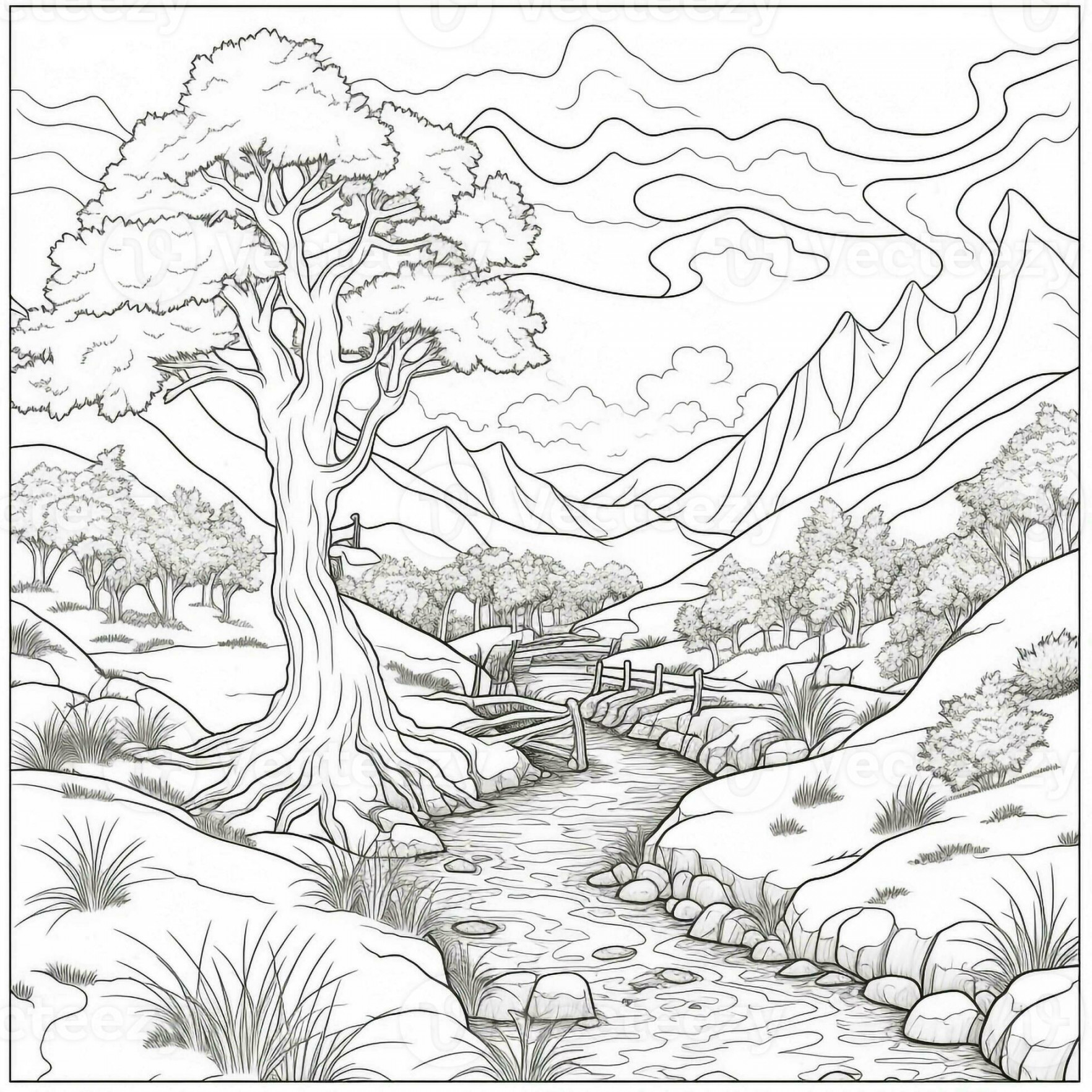 Anime Scenery Coloring Pages  Stock Photo at Vecteezy