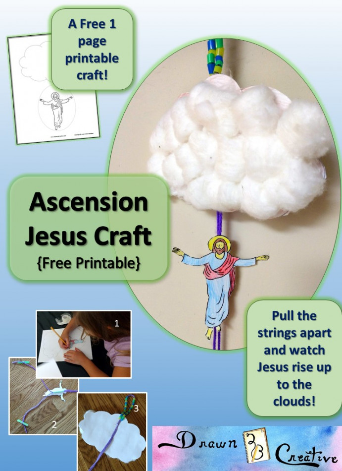 Ascension Jesus Craft Free printable activity - DrawnBCreative