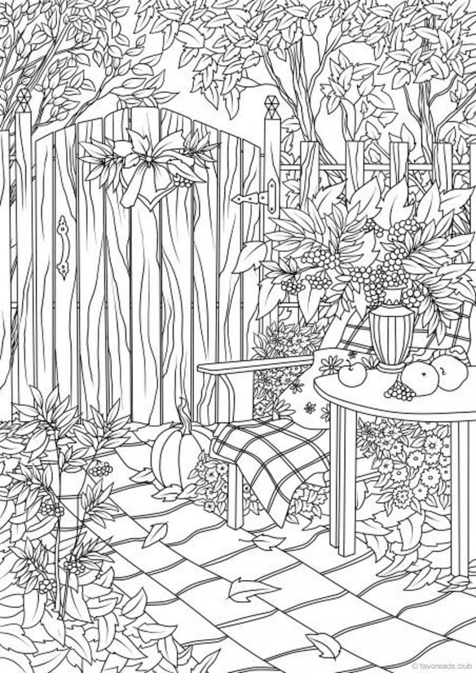 Autumn Garden Printable Adult Coloring Page From Favoreads - Etsy Denmark