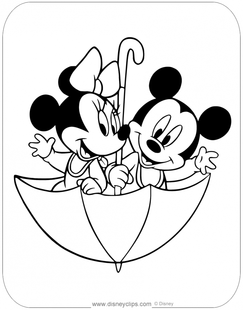 Baby Mickey and Minnie  Mickey mouse coloring pages, Minnie mouse