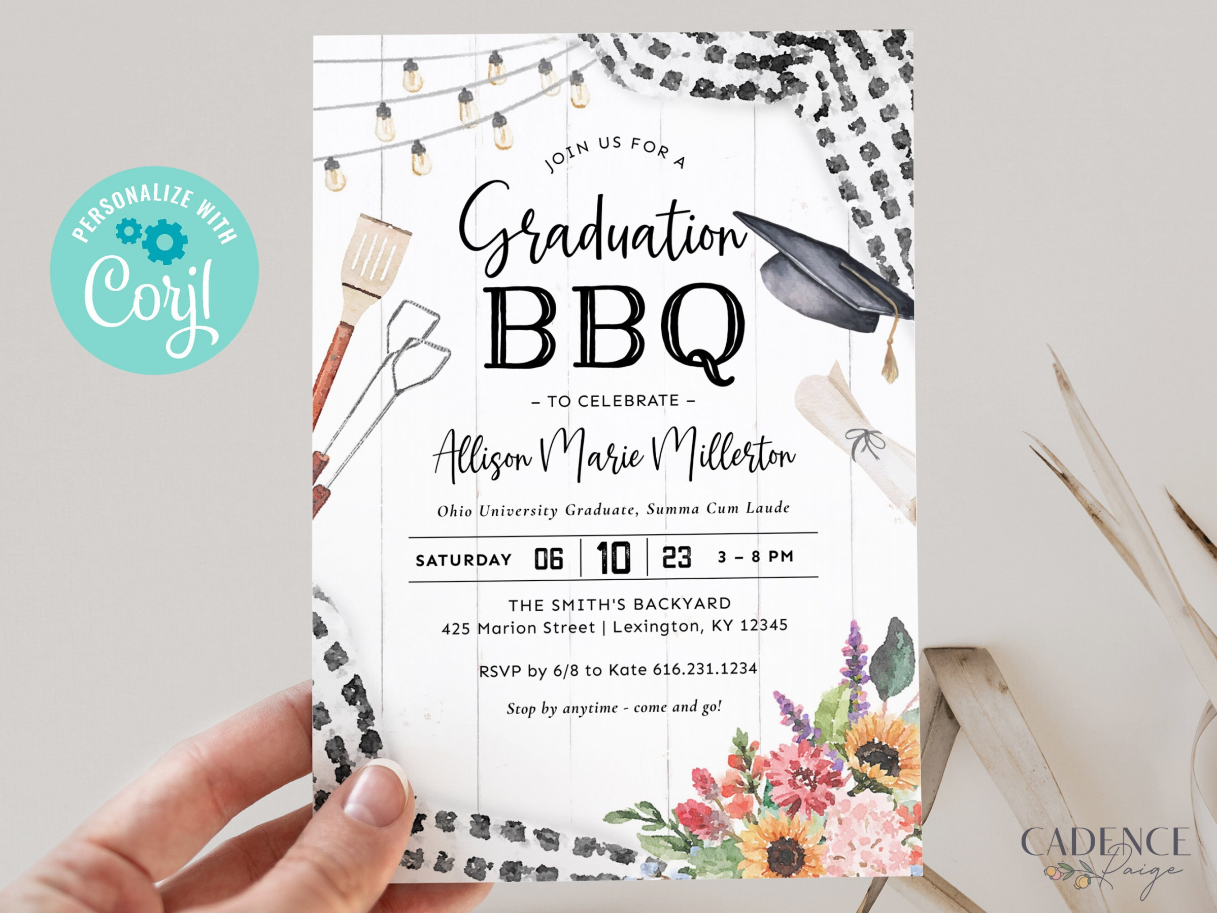 Backyard Graduation Party Invitation BBQ Graduation Party - Etsy