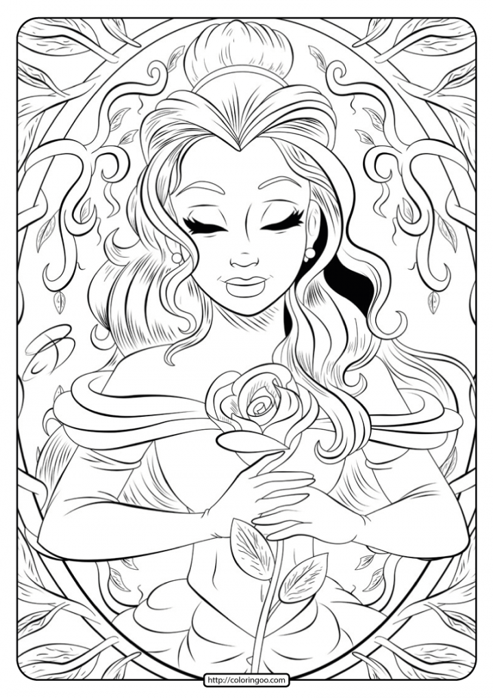 Beautiful Belle Coloring Page from Beauty and the Beast