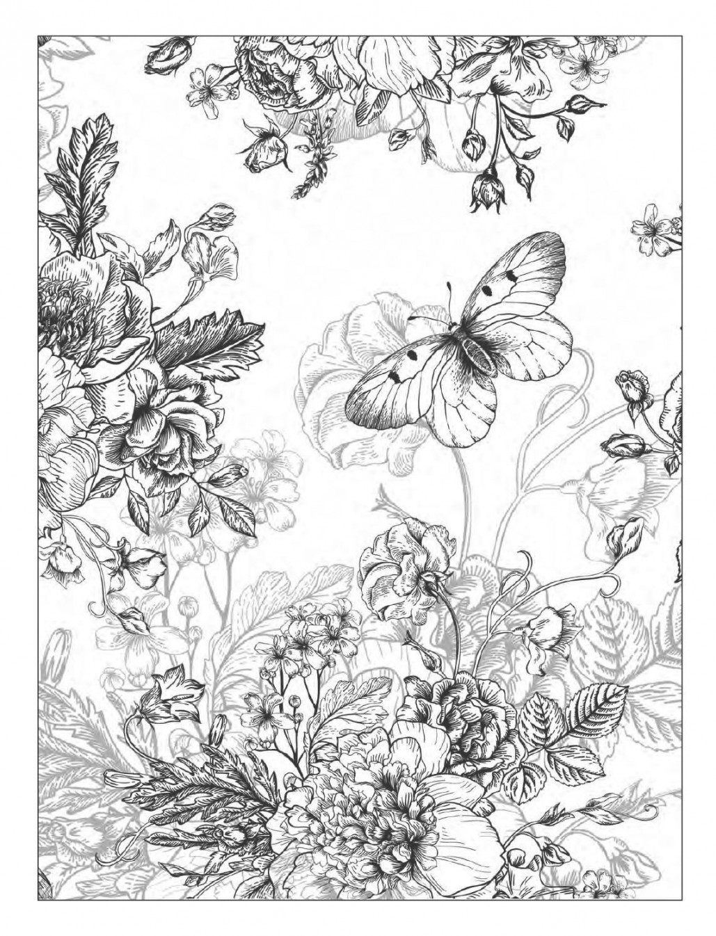 Beautiful Flowers Detailed Floral Designs Coloring Book - preview