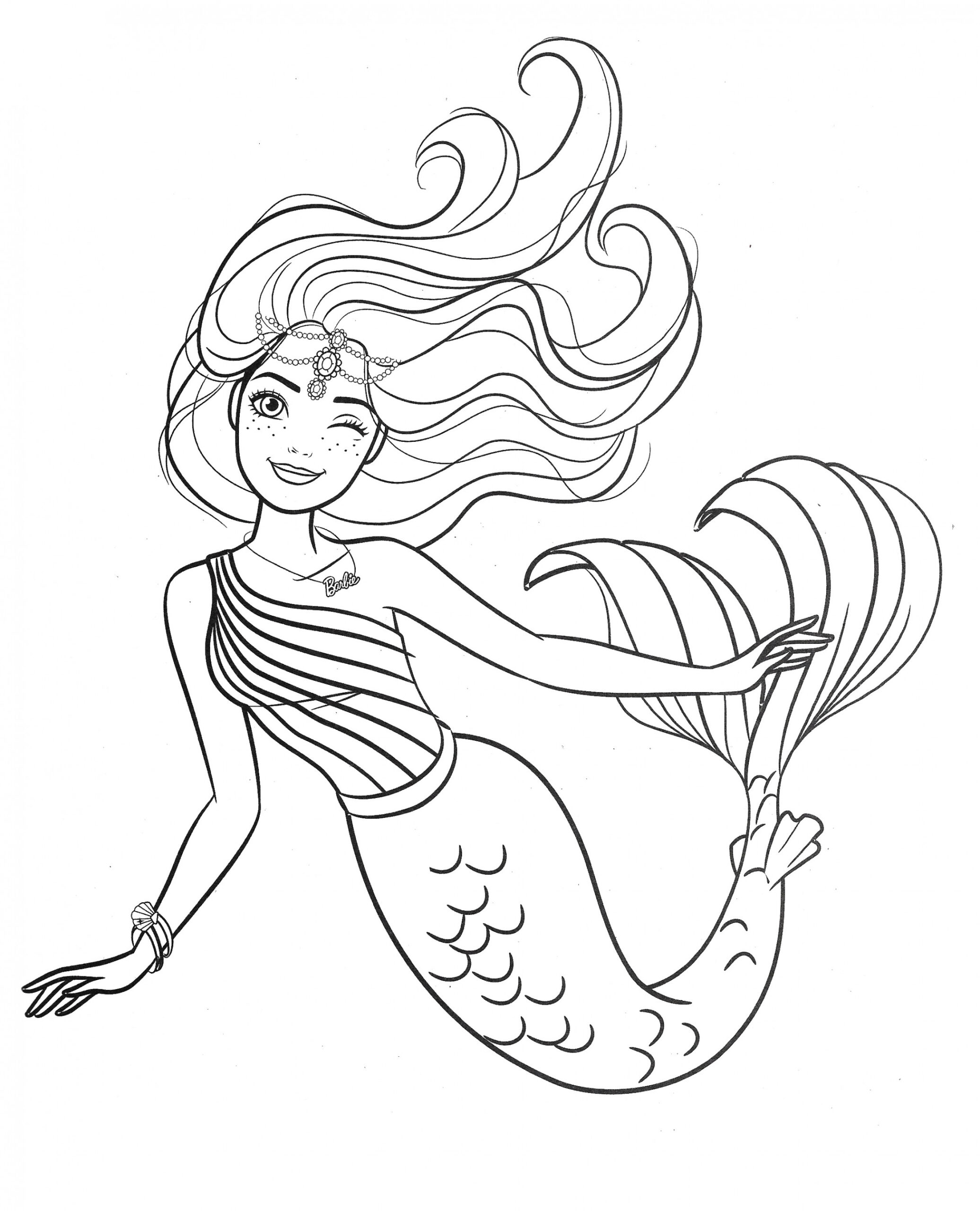 Beautiful mermaid Barbie coloring pages - YouLoveIt