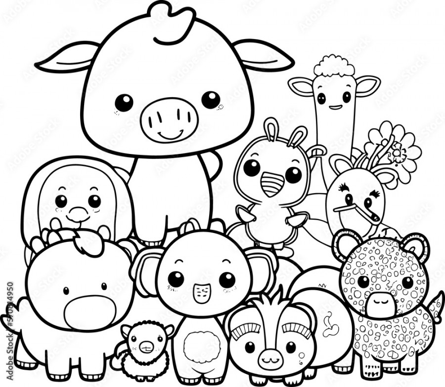 black and white coloring page for kids, line art, simple cartoon