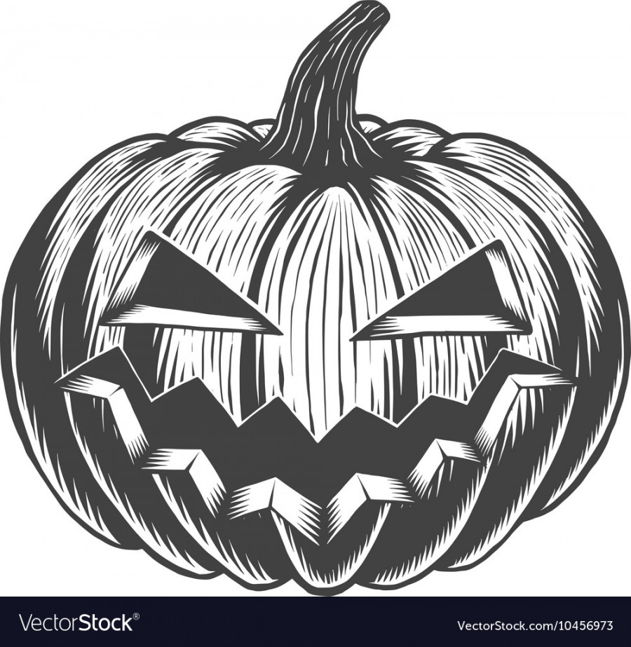 Black and white hand drawn halloween pumpkin Vector Image