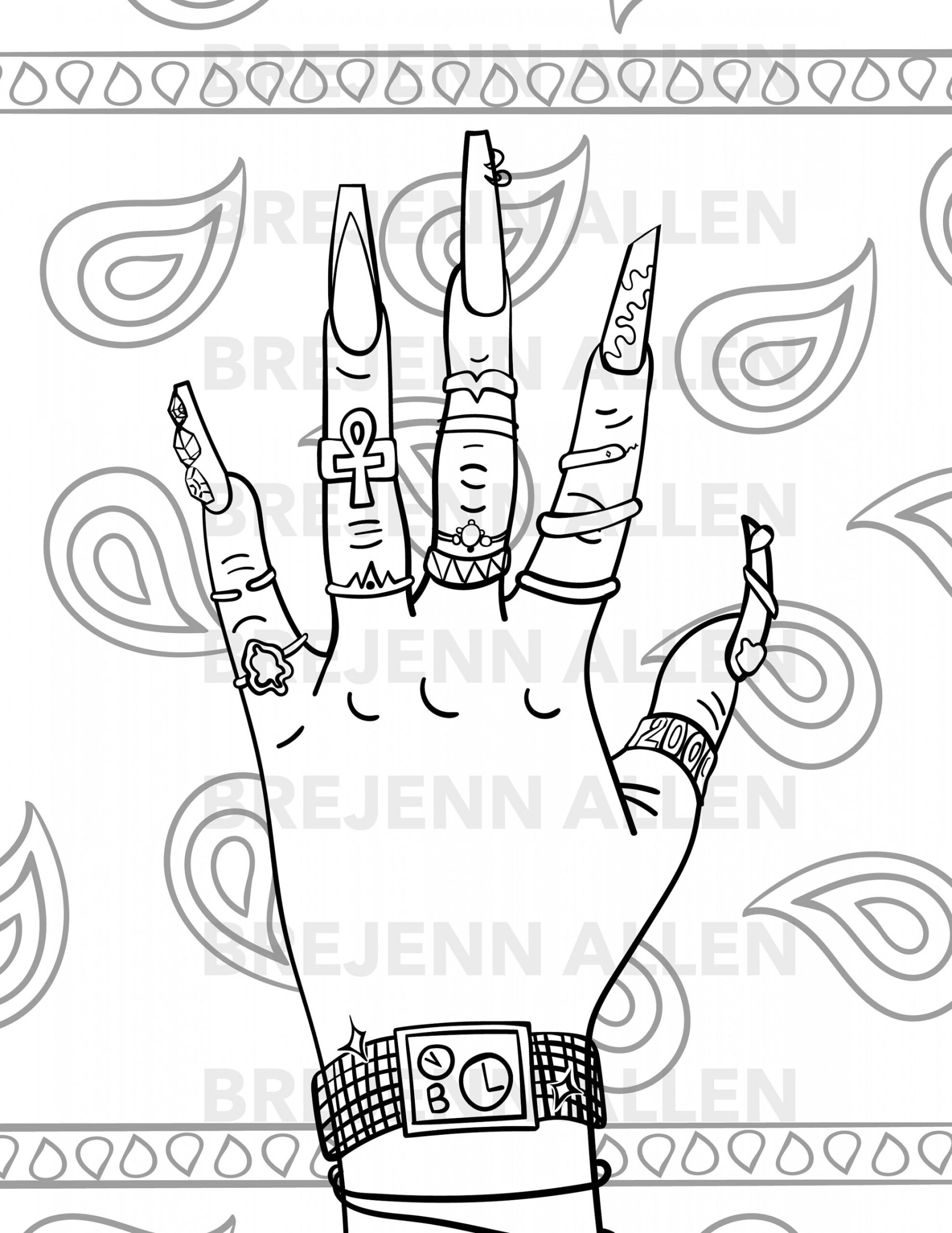 Black Culture Downloadable Print Coloring Sheet For Adults & Kids, Home  Print, Relaxation, Fun Activity, African American, Nails, Manicure