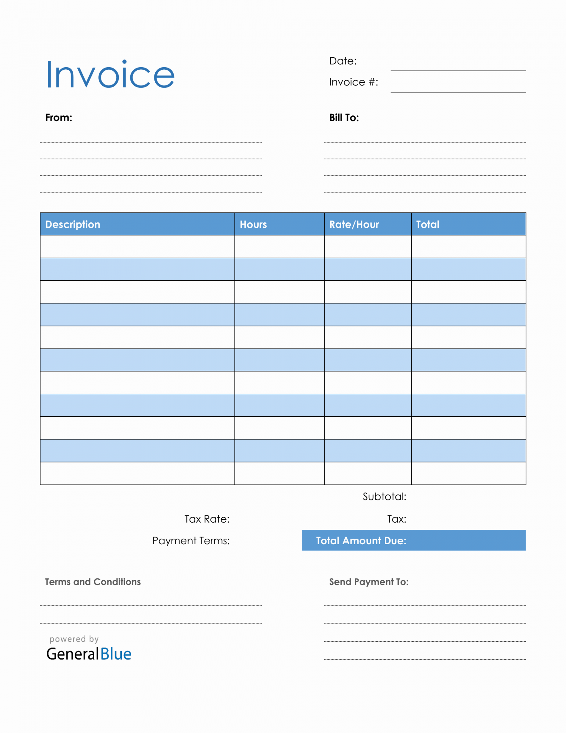 Blank Invoice Template in PDF Blue