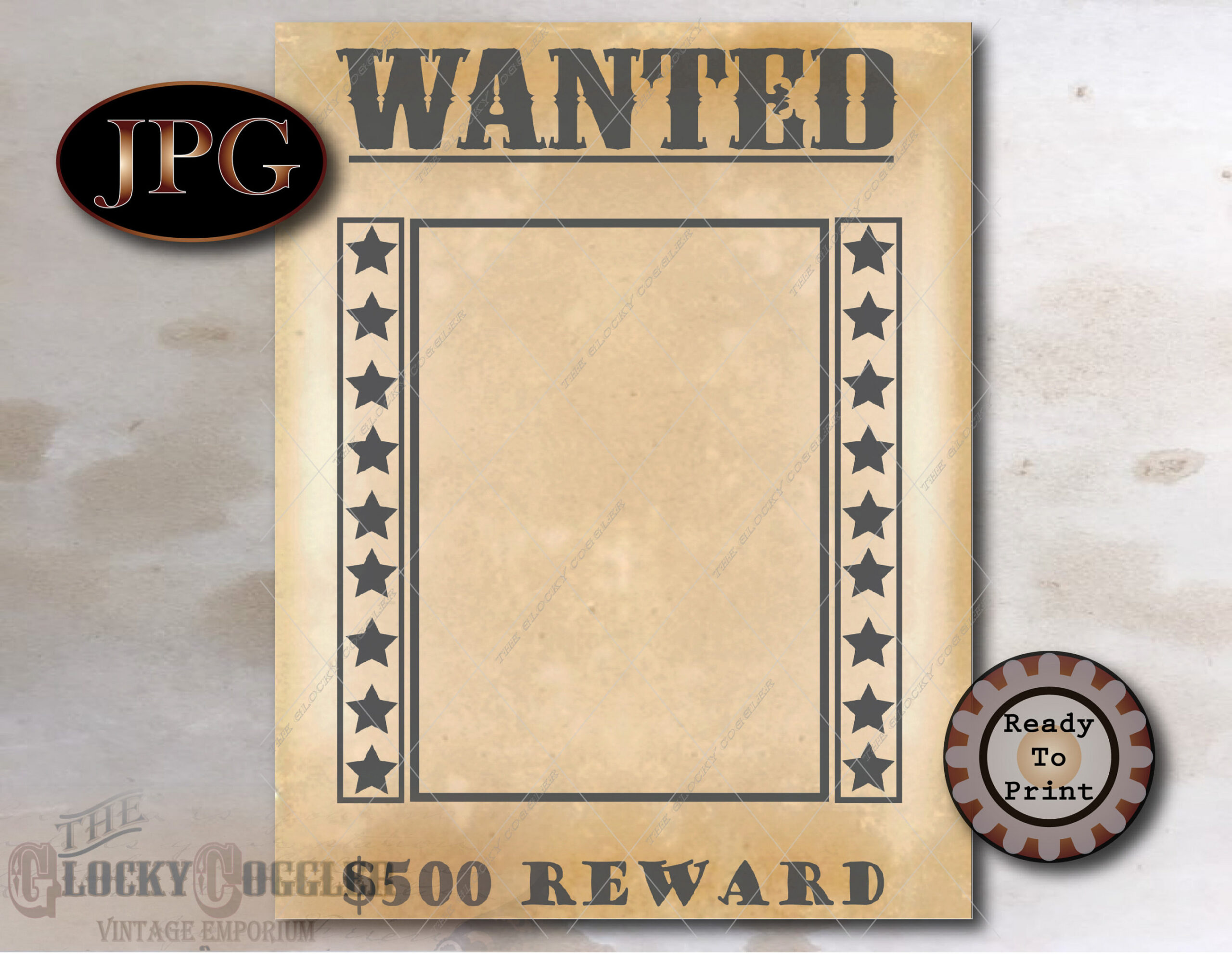 Blank WANTED Poster Printable x Blank Photo Area Cowboy - Etsy