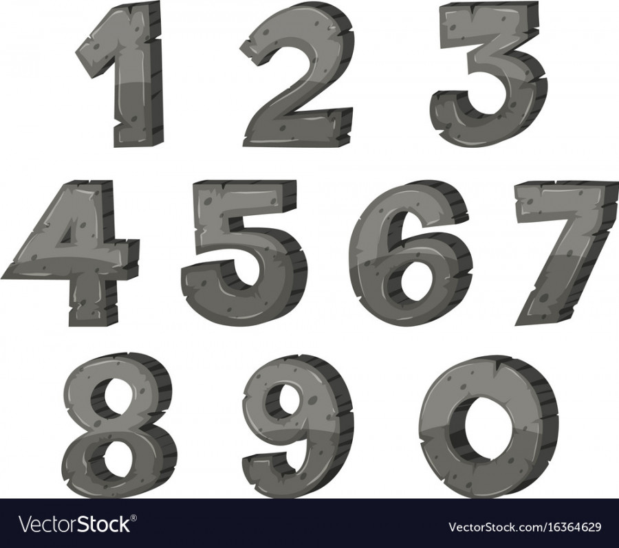 Block letter design for numbers Royalty Free Vector Image