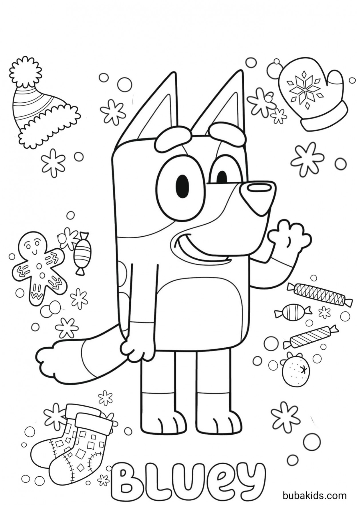 Bluey winter coloring page  Kids colouring printables, Christmas