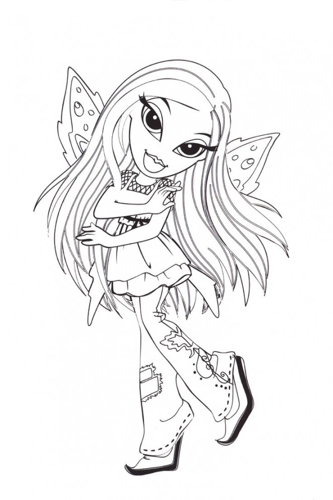 bratz butterfly  Cartoon coloring pages, Cute coloring pages