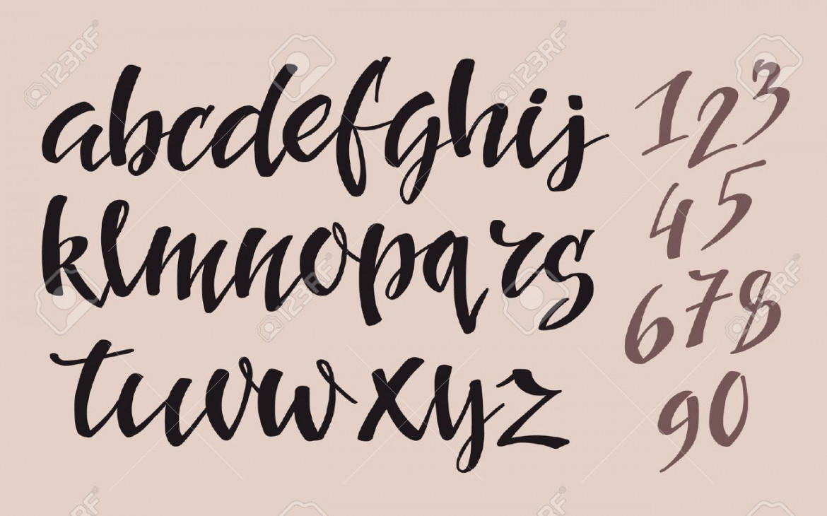 Brush Pen Style Alphabet Calligraphy Low Case Letters And Figures