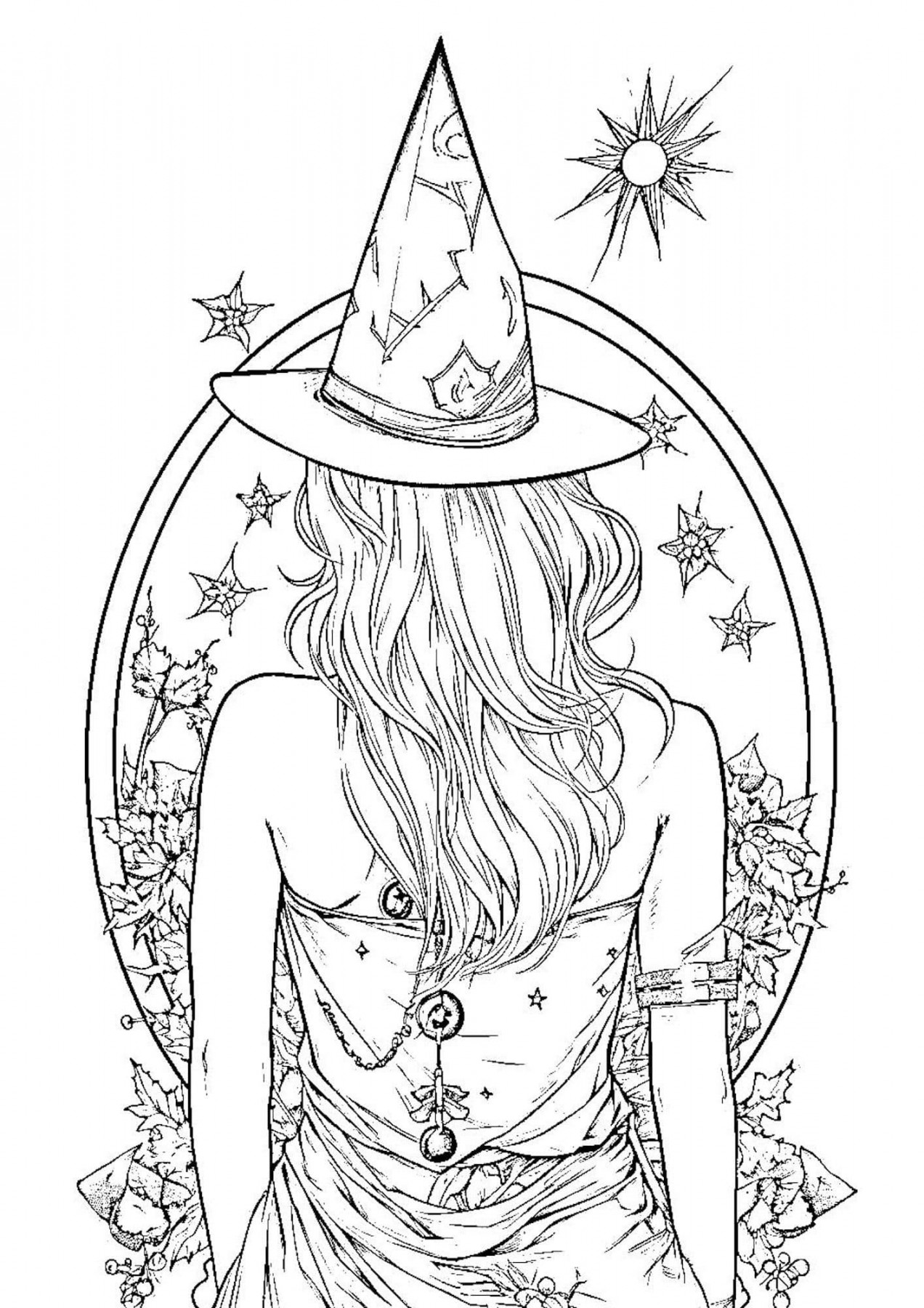 Captivating Witch Coloring Pages For Kids and Adults