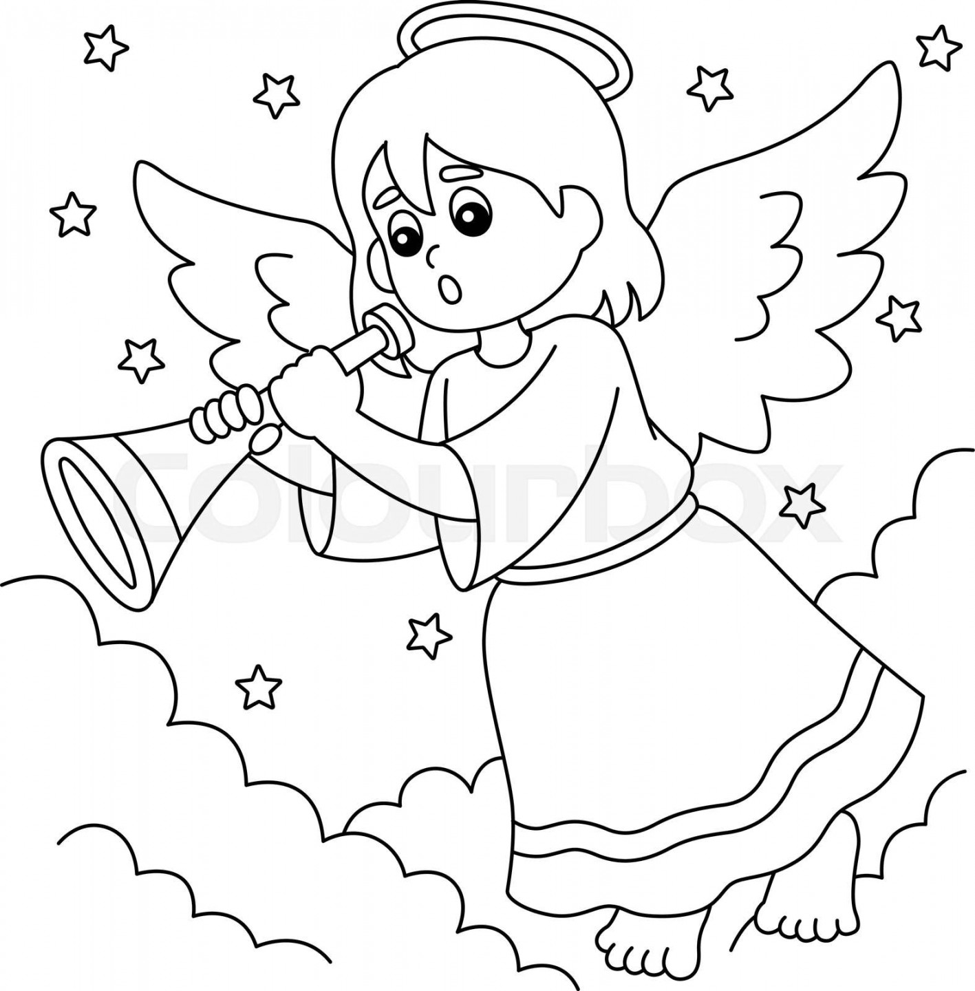 Christmas Angel Coloring Page for Kids  Stock vector  Colourbox