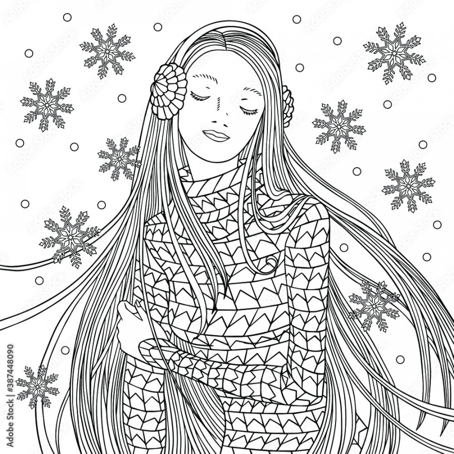 Christmas girl coloring page