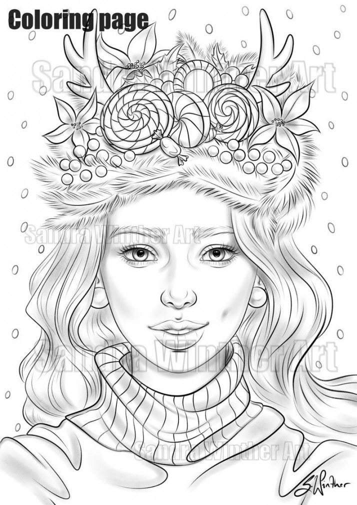 Christmas Girl Instant Download Coloring Page - Etsy  Coloring