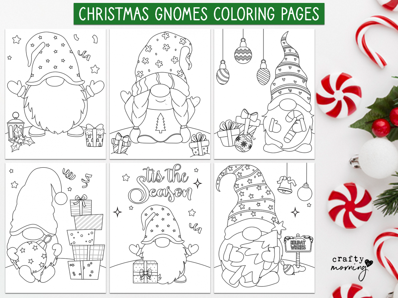 Christmas Gnome Coloring Pages (Free Printables) - Crafty Morning