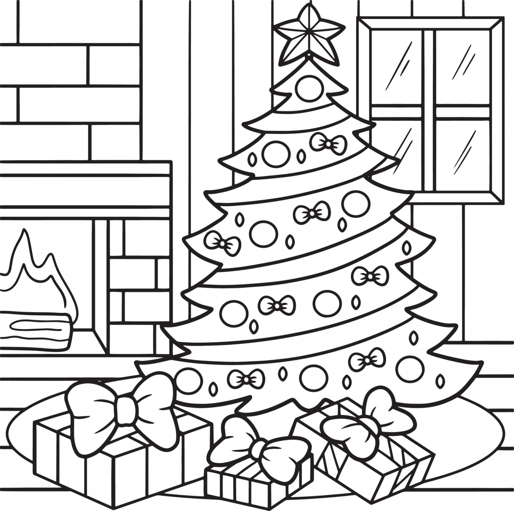 Christmas Tree Coloring Page for Kids  Vector Art at Vecteezy