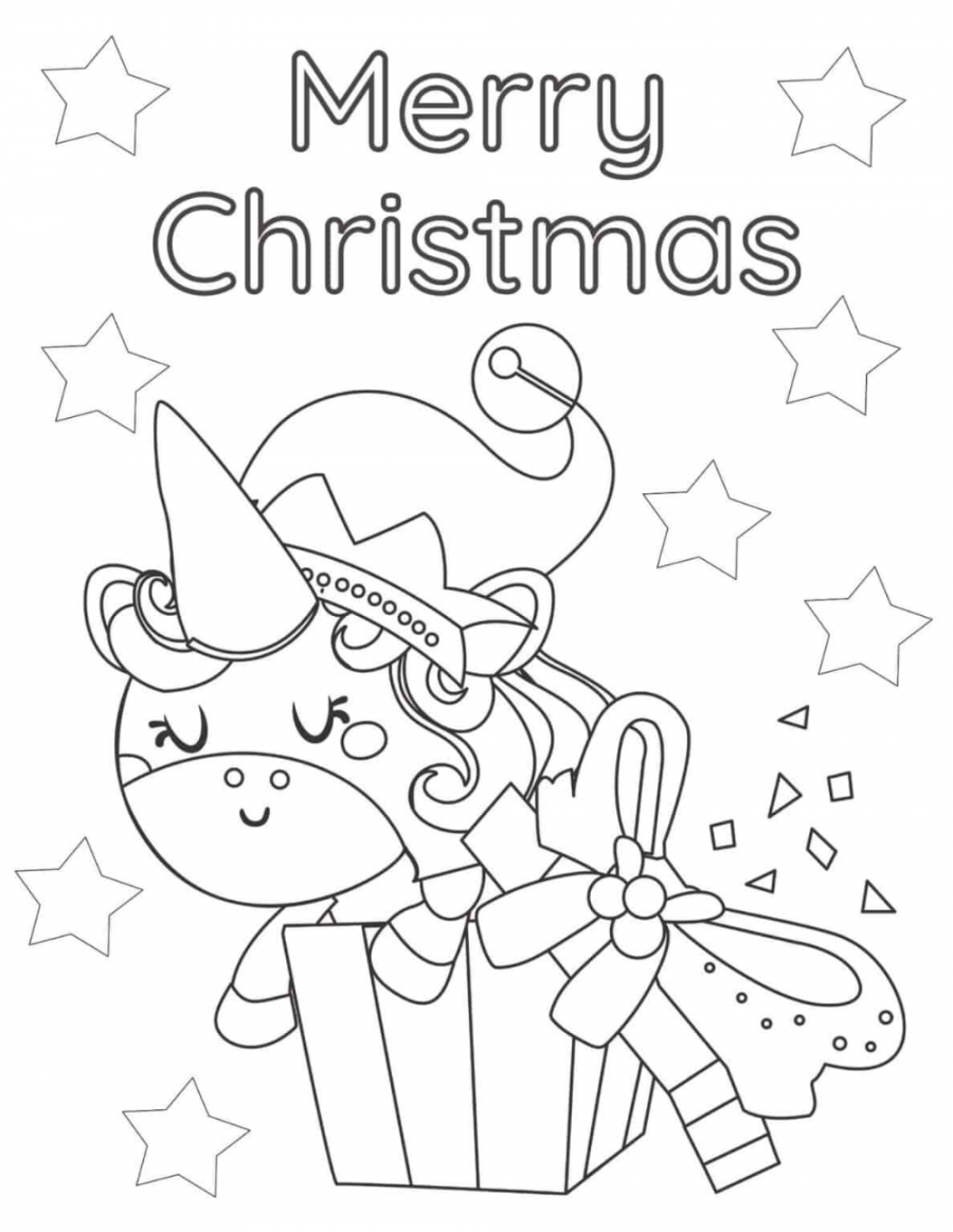 Christmas Unicorn Coloring Page - Free Printable!  Printable