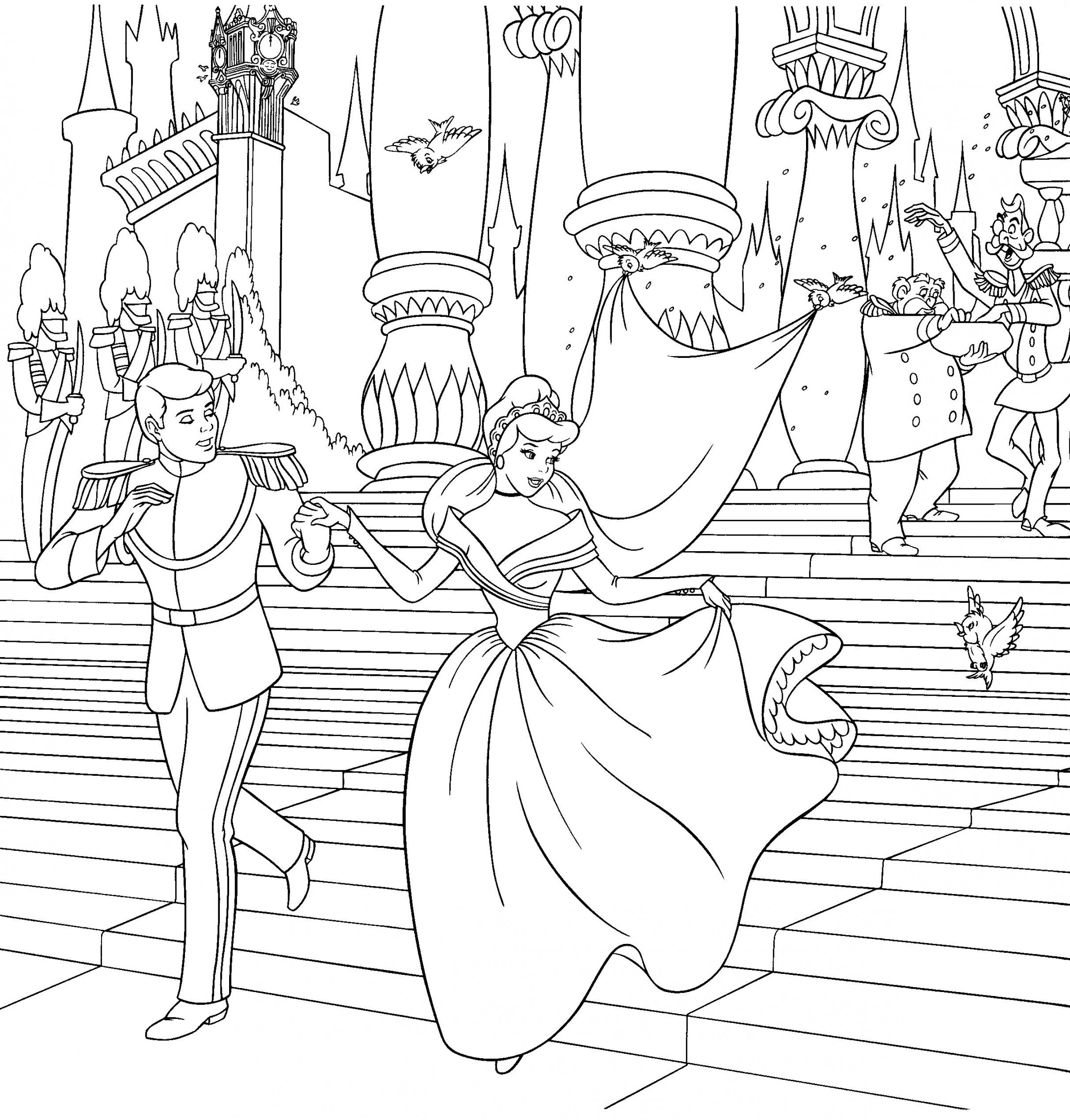 Cinderella and the Prince after the wedding  Princess coloring