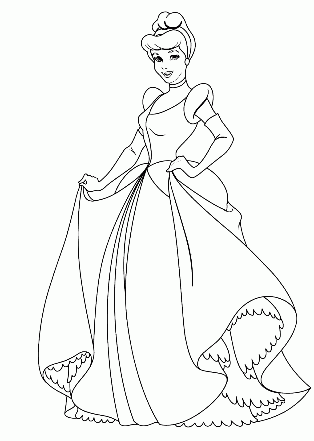 Cinderella princess coloring pages for kids, printable free