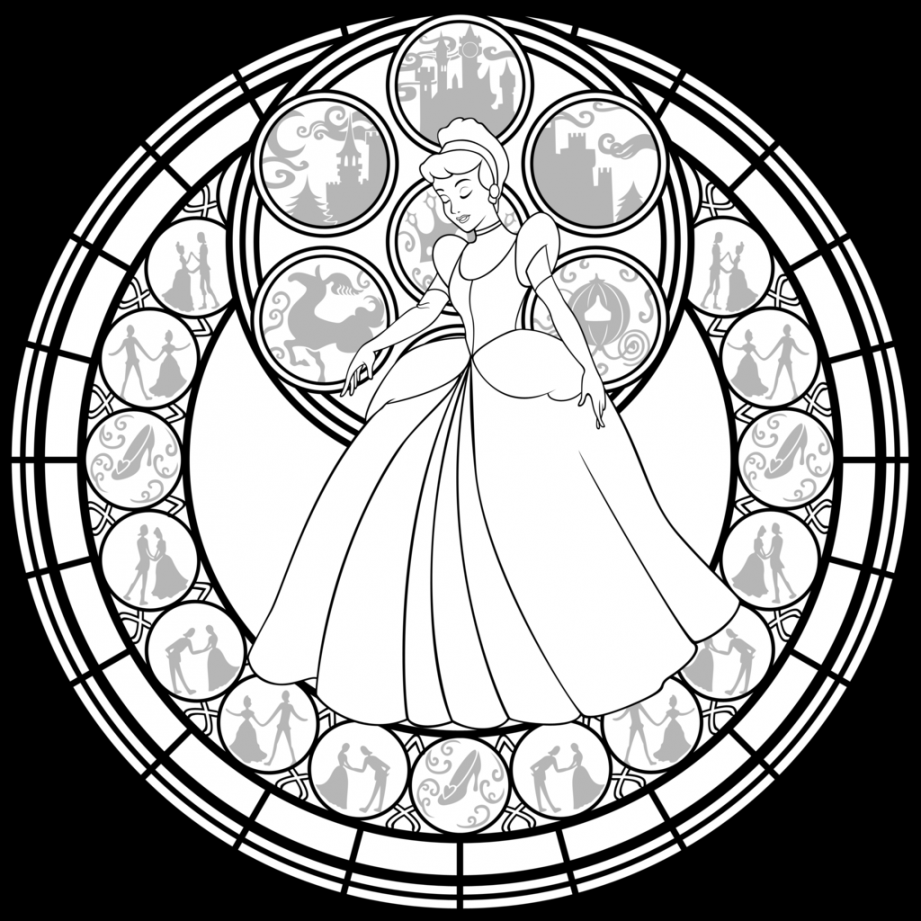 Cinderella Stained Glass Vector line art by Akili-Amethyst