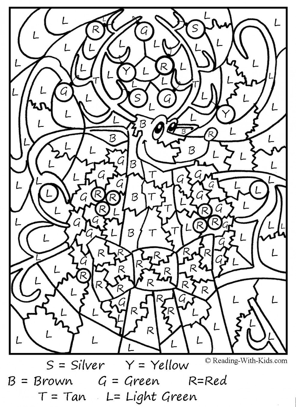 Color by Number reindeer  Christmas coloring pages, Christmas