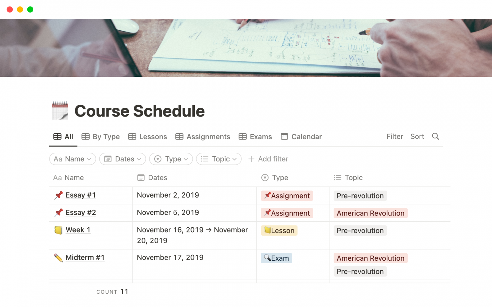 Course Schedule Notion Template  Notion-Vorlage