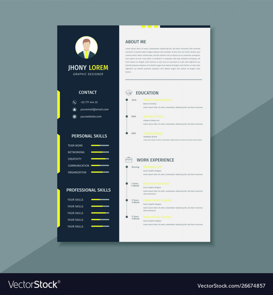 Creative design resume template or cv Royalty Free Vector