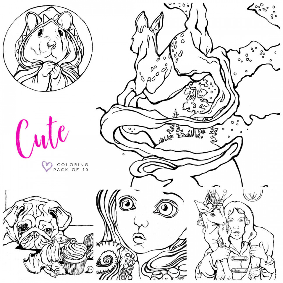 Cute Coloring Pages  Pack — ArchaicSmiles