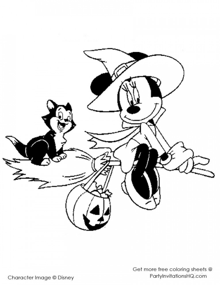 Cute Minnie Mouse Witch  Witch coloring pages, Disney coloring