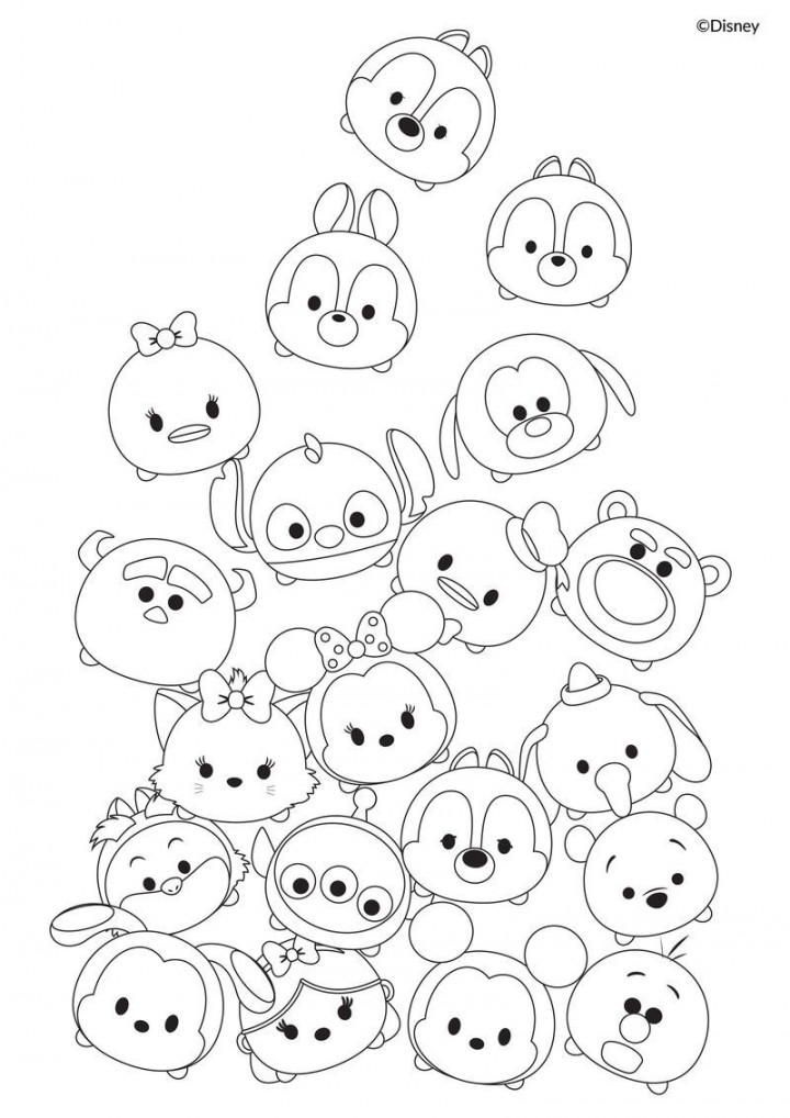 Cute Tsum Tsum Coloring Pages PDF - Coloringfolder