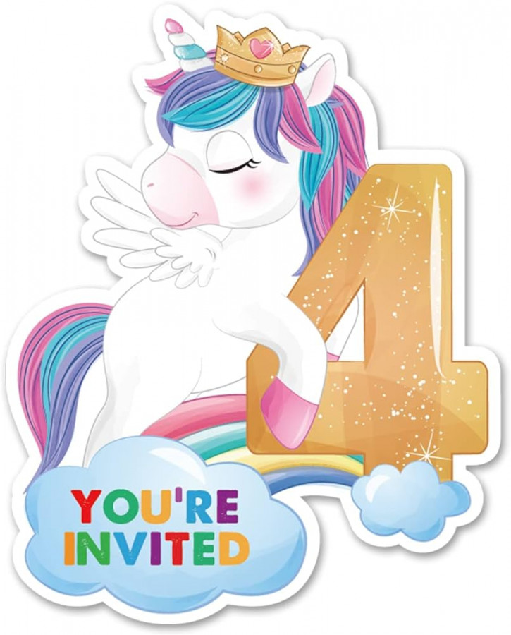 Cute Unicorn th Birthday Invitations with Envelopes,  Pieces