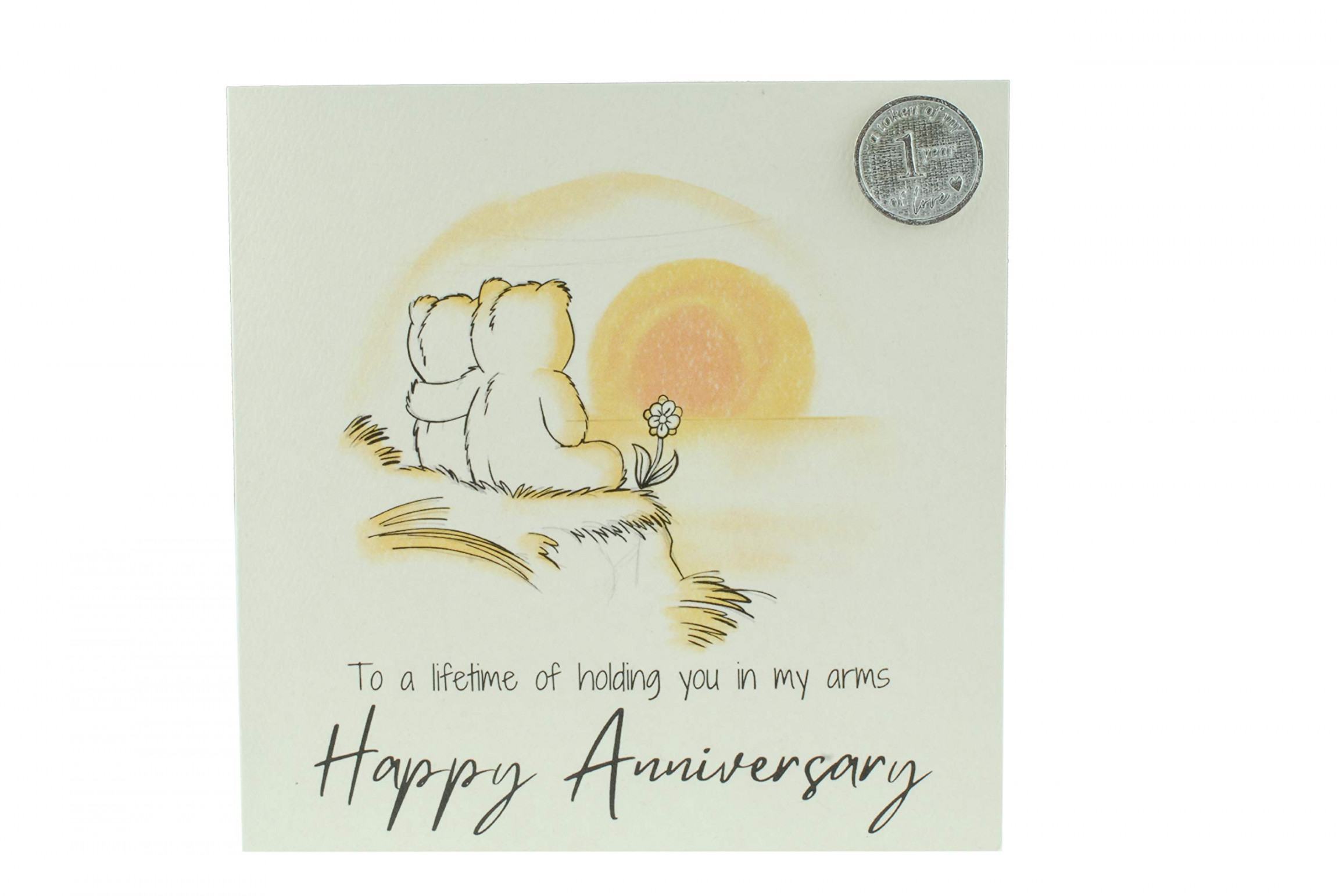 Cute  Year Anniversary Card, Watching TV Bears – Free Metal st  Anniversary Love Token Gift (gc-annisunset0)