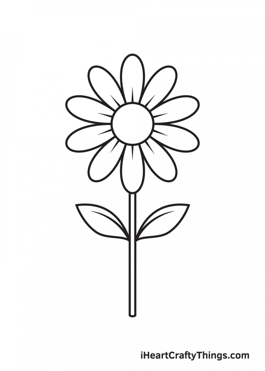 Daisy Drawing - How To Draw A Daisy Step By Step