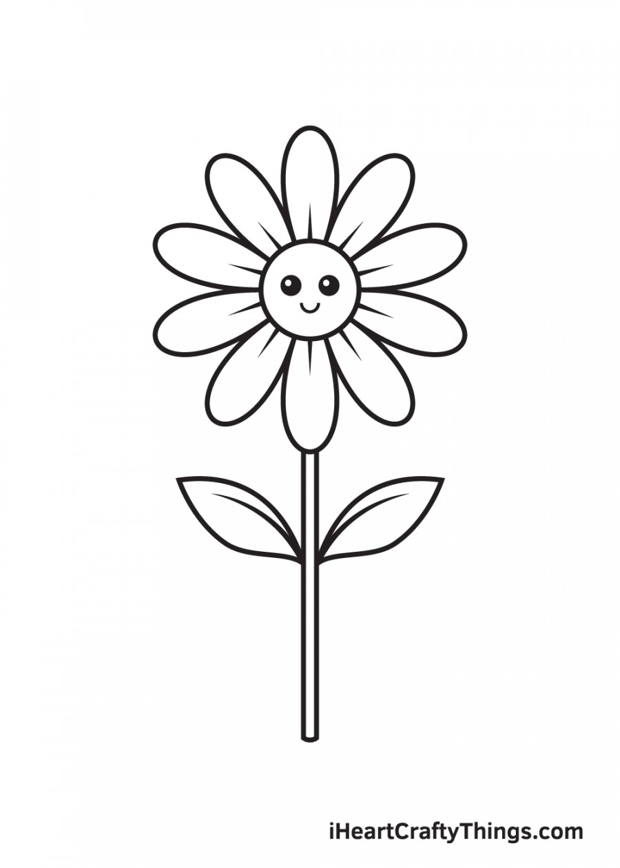 Daisy Drawing - How To Draw A Daisy Step By Step