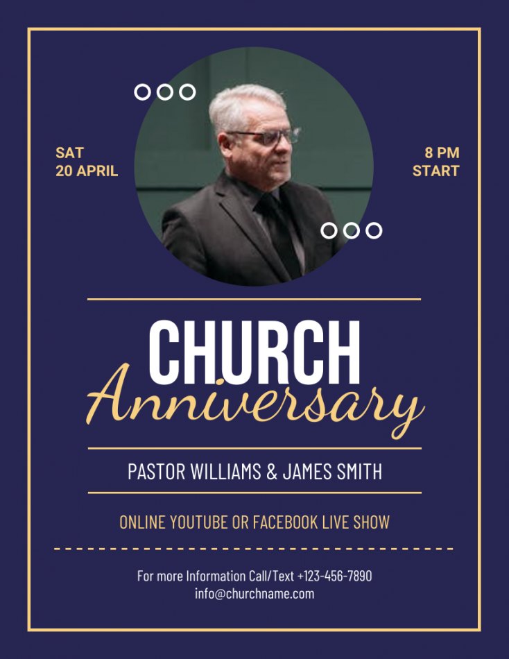 Dark Blue Modern Church Anniversary Flyer - Venngage