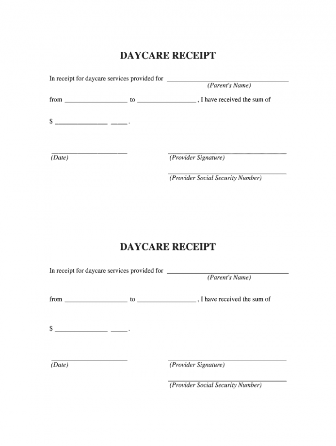 Daycare Receipt - Fill Online, Printable, Fillable, Blank  pdfFiller