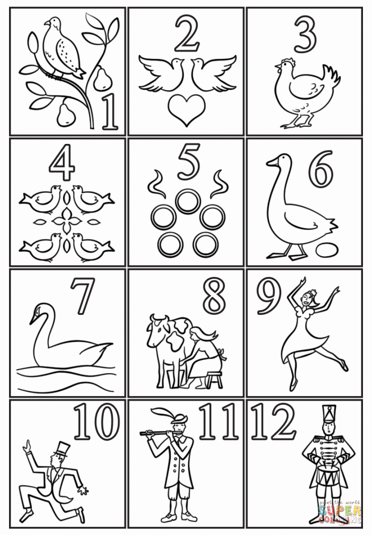 Days of Christmas coloring page from Christmas Animals category