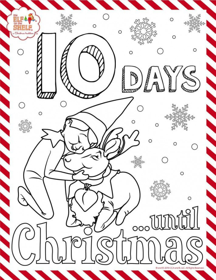 days till Christmas elf on the shelf colouring sheet  Elf on