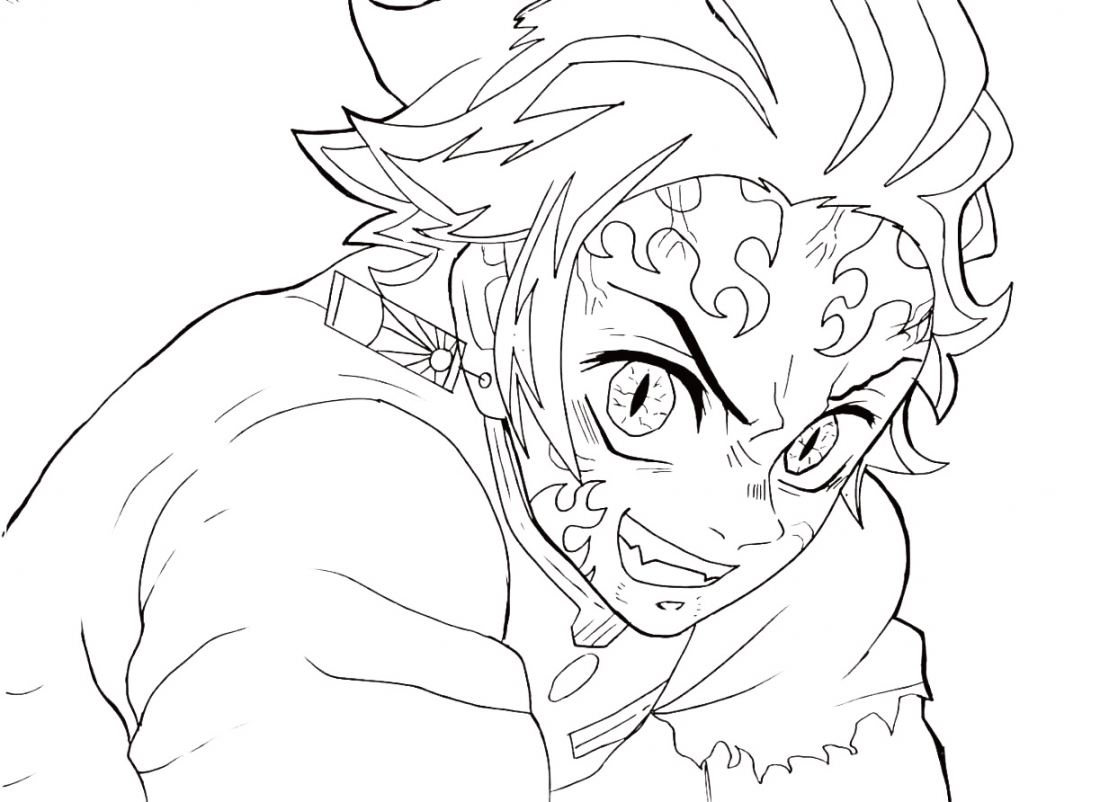 Demon Tanjiro Coloring Pages  Anime sketch, Dark art tattoo