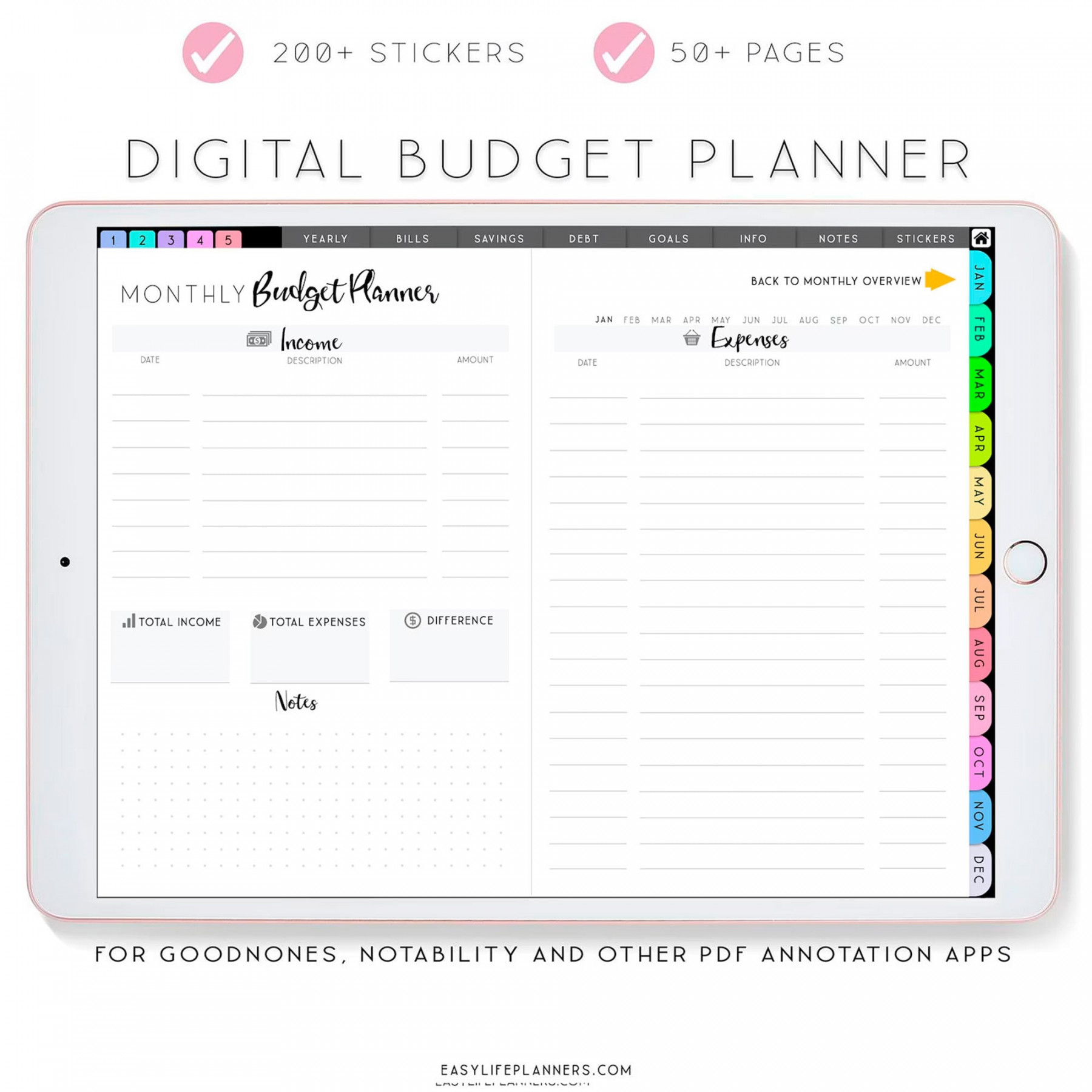 Digital Budget Planner iPad Planner, Goodnotes Planner, Notability